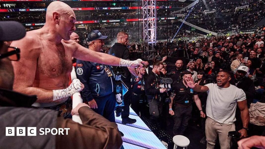 Tyson Fury and Anthony Joshua exchange words