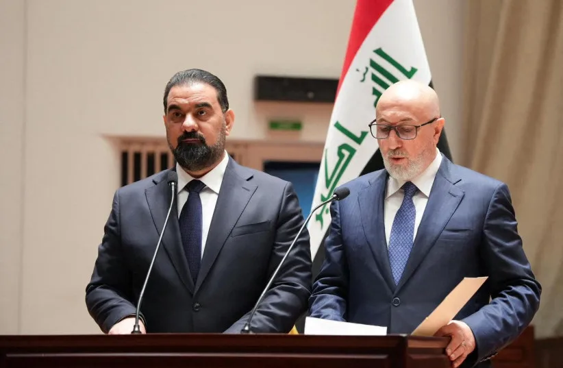 Iraq’s newly elected president Nizar Amedi attends a parliamentary session in Baghdad, Iraq, April 11, 2026.