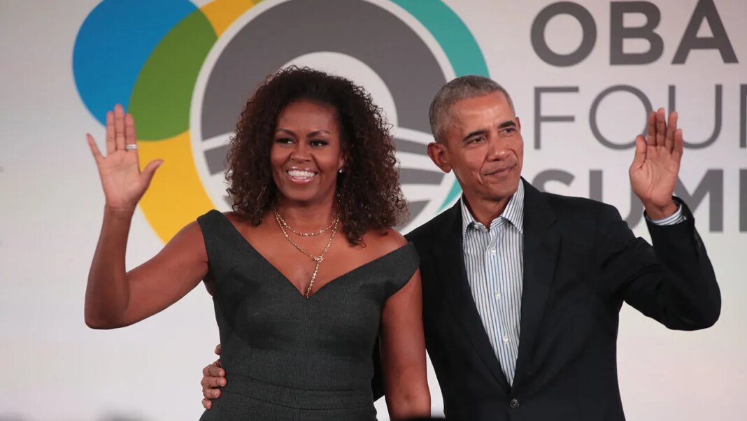 Barack and Michelle Obama at the Obama Foundation Summit in 2025.