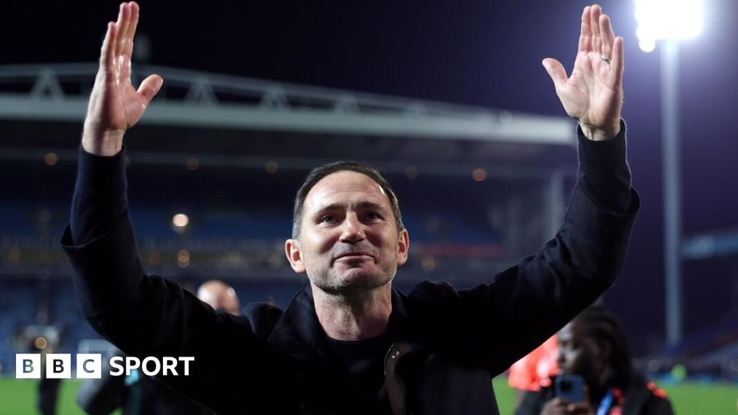 Coventry City boss Frank Lampard after his team secured promotion to the Premier League at Ewood Park