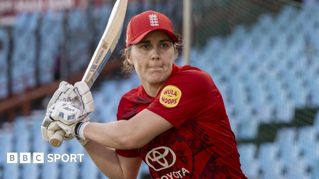 Nat Sciver-Brunt plays a pull shot in the nets