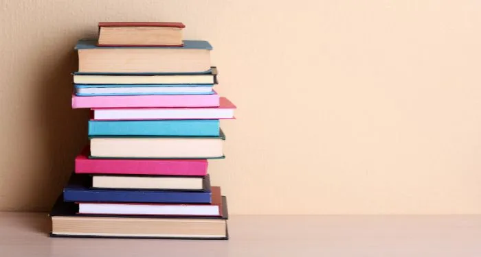 Image of a colorful stack of books