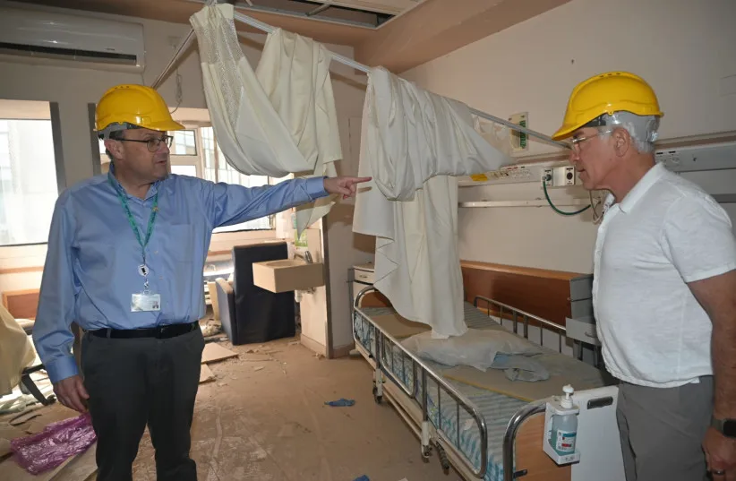 Touring Soroka Medical Center after making a $100 million contribution to rebuild the ward directly hit by Iranian ballistic missile.