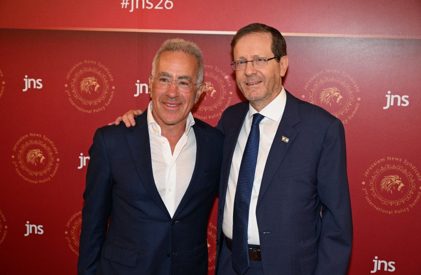 With President Isaac Herzog at the JNS International Summit last month.