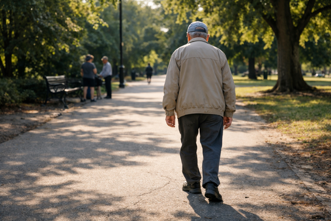 Age and Walking: How the Body Trades Efficiency for Stability