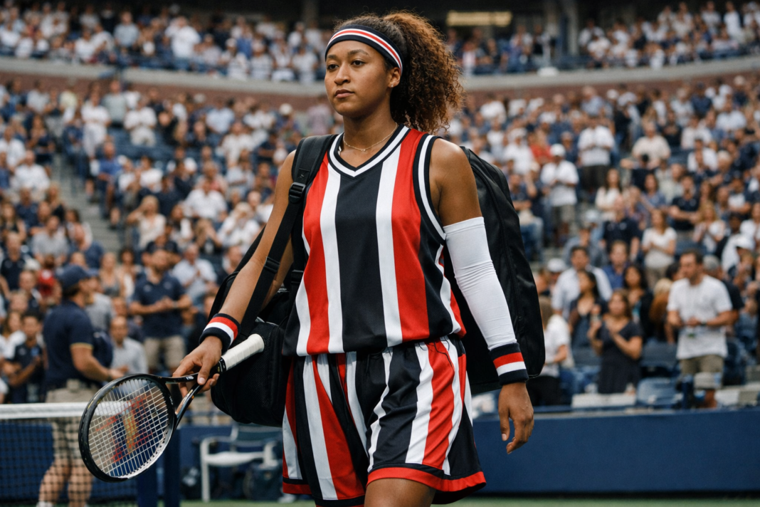 Osaka channels Allen Iverson’s streetwear at US Open debut Osaka channels Allen Iverson’s streetwear at US Open debut
